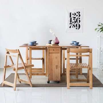 $459.99 Modern Space Saving Multifunctional Solid Wood Folding Dining Table 58"