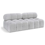 Meridian Furniture - Ames Boucle Fabric Modular Sofa, Grey, 2-Piece: 2 Armless Chair - Introduce a touch of modern sophistication to your living area with the exquisite Ames Boucle Fabric Sofa. With plush grey boucle fabric and unique design, it will elevate the visual appeal of your living space. This elegant and captivating sofa can be mixed and matched with other pieces from the collection to create an endless array of stunning looks. So, get ready to transform your living area into an inviting and stylish haven with the Ames Boucle Fabric Sofa.