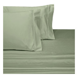 Royal Tradition - 22" Deep Pocket 4PC 1000 TC Solid Sheet Set, Sage, King - Sheet And Pillowcase Sets