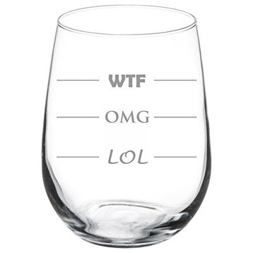 17 Oz Stemless Wine Glass Funny Lol Omg Wtf
