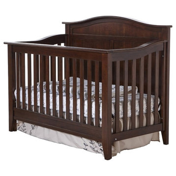 Pemberly Row Arch-Top Forever Transitional Wood Crib in Mocacchino Brown