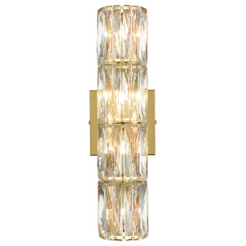 Wall Sconce Modern Crystal Light Bathroom Wall Lighting, Gold, 4-Light