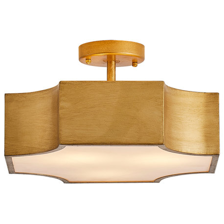 3-Light Modern Gold Semi-Flush Mount Lighting