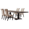 Coaster Phelps 5-piece Rectangular Trestle Wood Dining Set Brown and Beige
