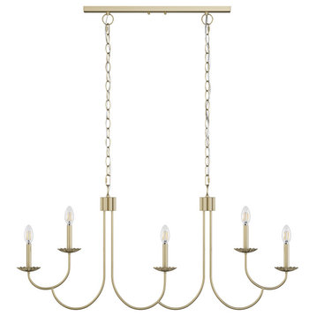 Industrial Gold 5-Light Candle Chandelier Fixture Over Table for Kitchen Island
