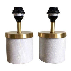 Pair of marble and brass lamps - Floor Lamps