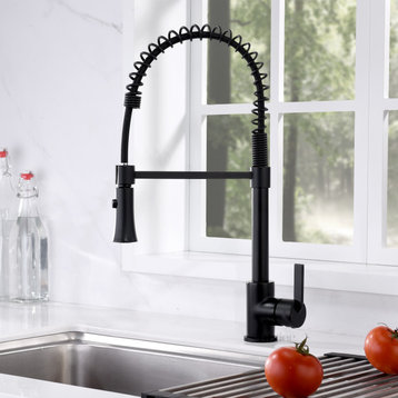 Luxier KTS13-T Single-Handle Pull-Down Sprayer Kitchen Faucet, Matte Black
