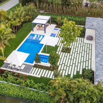 New Pool & Spa with Custom Landscaping in Cooper City
