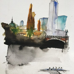 "Melbourne city in summer" by Bec Grant - Paintings