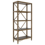 Currey & Company - Verona Chanterelle Etagere - Made of mahogany in a woodland-inspired chanterelle finish, the Verona Chanterelle Etagere is warmly handsome with its metal detailing in a champagne finish. The stretchers on this brown Etagere bring it its flair. There are a number of pieces in the Verona family of furnishings in both black and brown finishes.