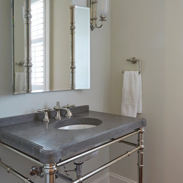 Console sink with grigio limestone top
