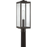 Quoizel - Quoizel WVR9007WT Westover 1 Light Outdoor Lantern - Western Bronze - The clean lines make the Westover a modern industrialist's dream. Long rectangular framework with clear beveled glass panels provide an unobstructed view of the fixture's sleek interior. The mix of finishes further enhances the versatility of this refined collection.