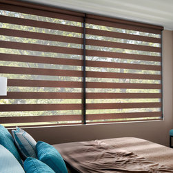 Transitional Brown Bedroom Custom Window Roller Shades by Hunter Douglas - Roller Shades