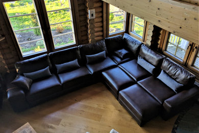 Кожаный угловой диван LS345 в загородный дом