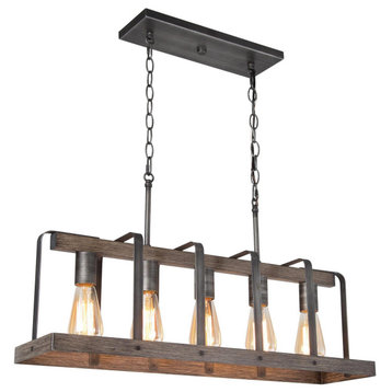 Industrial Farmhouse Wide Chandeliers for Kitchen Island ,5-Light