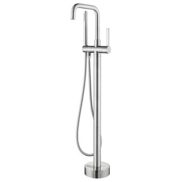 Vinnova Delara Freestanding Chrome Tub Faucet with Hand Shower in Nickel