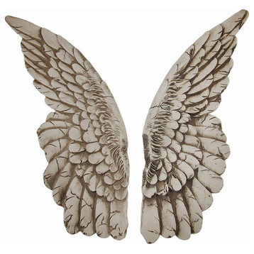 Wings of Protection Pair of 11 inch Aged Finish Wall Hanging Angel Wings