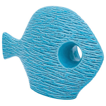 Ceramic 14" Textured Fish, Blue