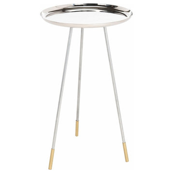 Aurora Tri Leg Contemporary Glam Side Table Silver/Gold