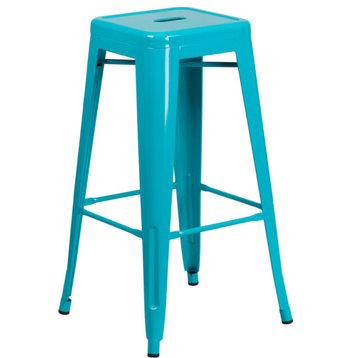 Commercial Grade 30"High Backless Crystal Teal-Blue Indoor-Outdoor Barstool