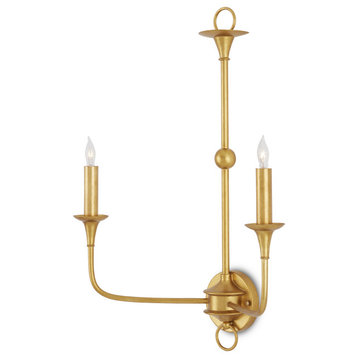 Nottaway 2-Light Wall Sconce, Contemporary Gold Leaf