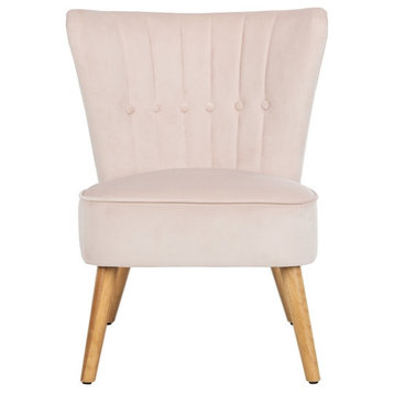 May Mid Century Arm Chair Blush Pink/Natural