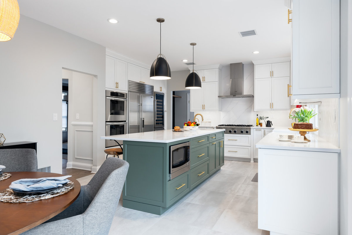 Two Tone Modern Kitchen and Half Bath in Towaco