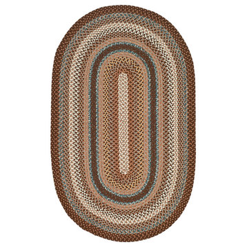 Safavieh Braided Collection BRD313 Rug, Brown/Multi, 3'x5'Oval
