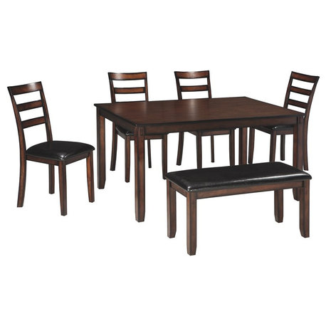 Ashley Furniture Coviar 6 Piece Engineered Wood Dining Set in Brown