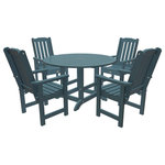 Highwood USA - Lehigh 5-Piece Round Dining Set, Nantucket Blue - 100% Made in the USA - backed by US warranty and support