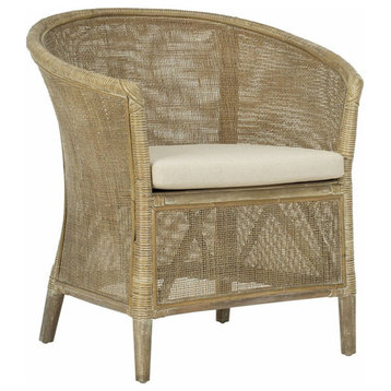Safavieh Alexana Rattan Accent Chair in White Wash and Off White