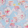 Blue kitchen fabric rose china teapot tea pot cup home decorating material, Standard Cut