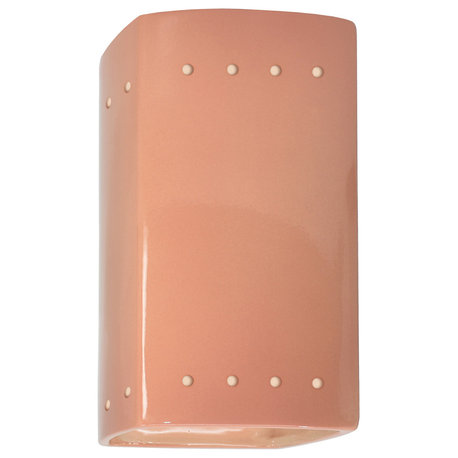 Ambiance Small Rectangle With Perfs Wall Sconce, Open, Gloss Blush, LED