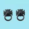 Black Wrought Iron Cabinet Ring Pulls 2.75" W Pack of 2 Renovators Supply