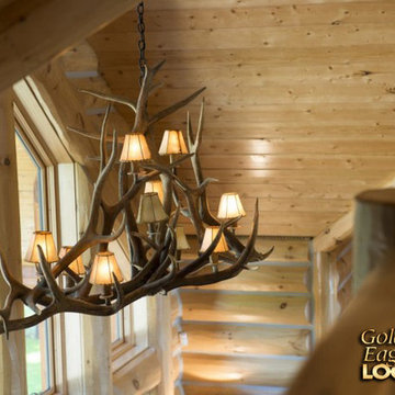 Antler light fixture Golden Eagle Log and Timber homes model Lakehouse 4166AL