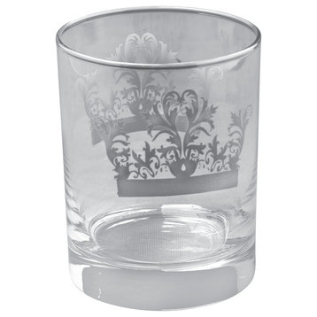 Crown Double Old Fashioned Glasses, Set of 4, Gray, 14 oz.