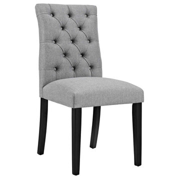 Duchess Parsons Upholstered Fabric Dining Side Chair, Light Gray