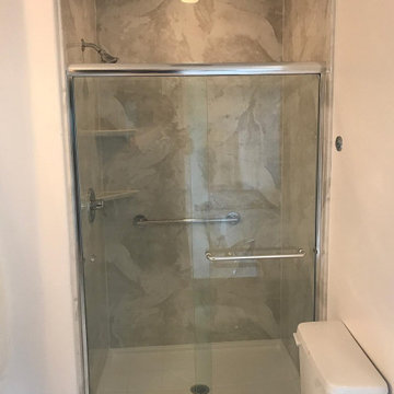 Silver White Marble smooth wall shower