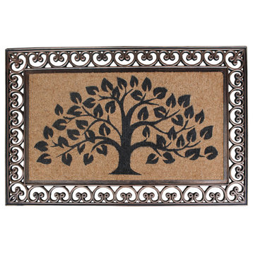 A1HC Bronze Rubber and Coir Tree of Life Classic Paisley Doormat, 30"x48"