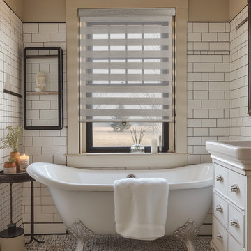White Bathroom Zebra Shades