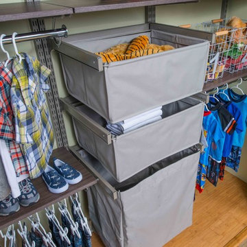 Children's Closets with Canvas Hamper | Organized Living freedomRail