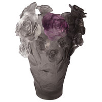 Daum Crystal Flower Vase Gray Purple