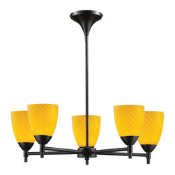 Celina-5-Light-Chandelier-In-Dark-Rust-And-Canary-Glass - Chandeliers