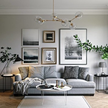 3D rendering Services. The Living room in Grey