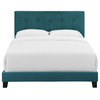 Amira Full Upholstered Velvet Bed, Sea Blue