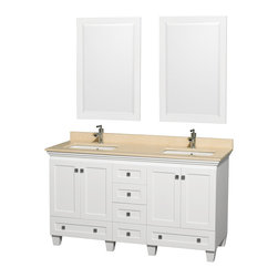 Wyndham Collection Acclaim 60 in. Double Vanity White, Ivory Marble Top - Bathroom Vanities And Sink Consoles
