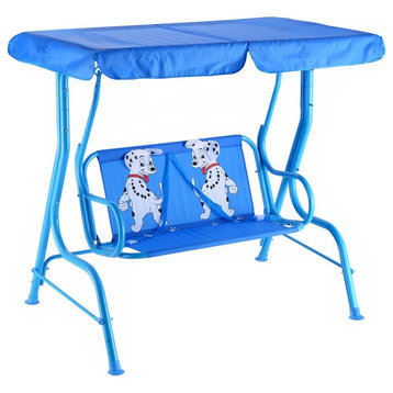 Modern Outdoor Kids Patio Swing Bench With Canopy 2 Seats