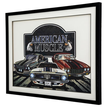 American Muscle ', 3D Collage, 40"x30" Wall Art, Framed
