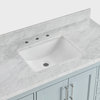 Kendall Sky Blue Bathroom Vanity Base, 48", Vanity With Carrara Marble Top