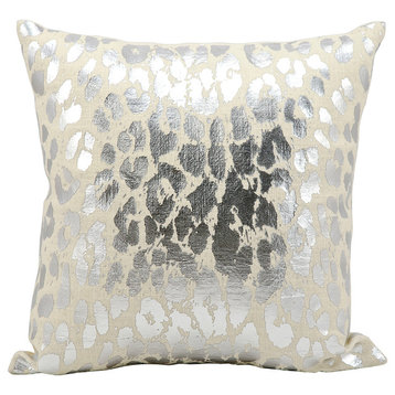 Kathy Ireland Home Metallic Leopard Pillow, Silver